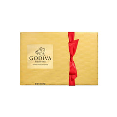 Godiva Assorted Chocolates 24-piece gift box with red ribbon, perfect for chocolate lovers and gift-giving occasions.